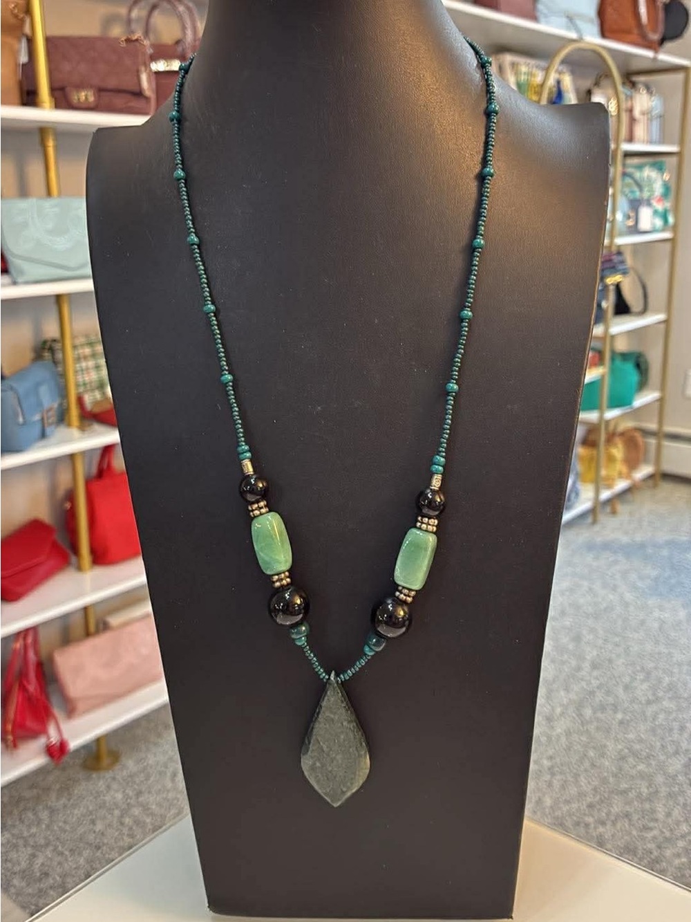 Green stone necklace